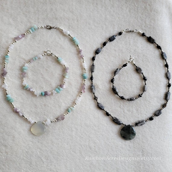 Gemstone Necklace and Bracelet Sets items #229, #230, #231, and #232