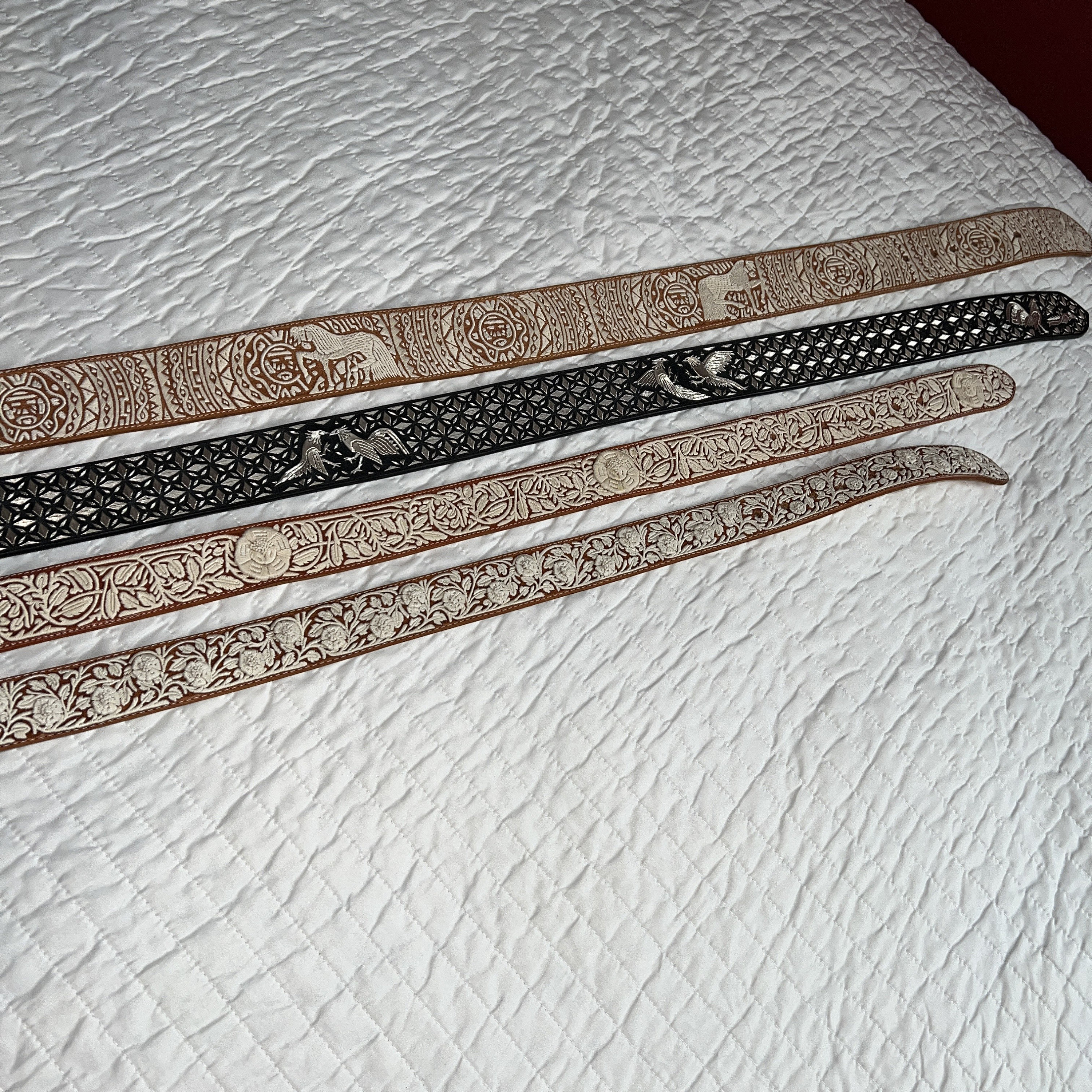 Authentic Handmade Genuine Leather Cinto Piel Hilo Imit Pitiado Belt Authentic Handmade Mexican Leather Belt, Authentic  main image 2