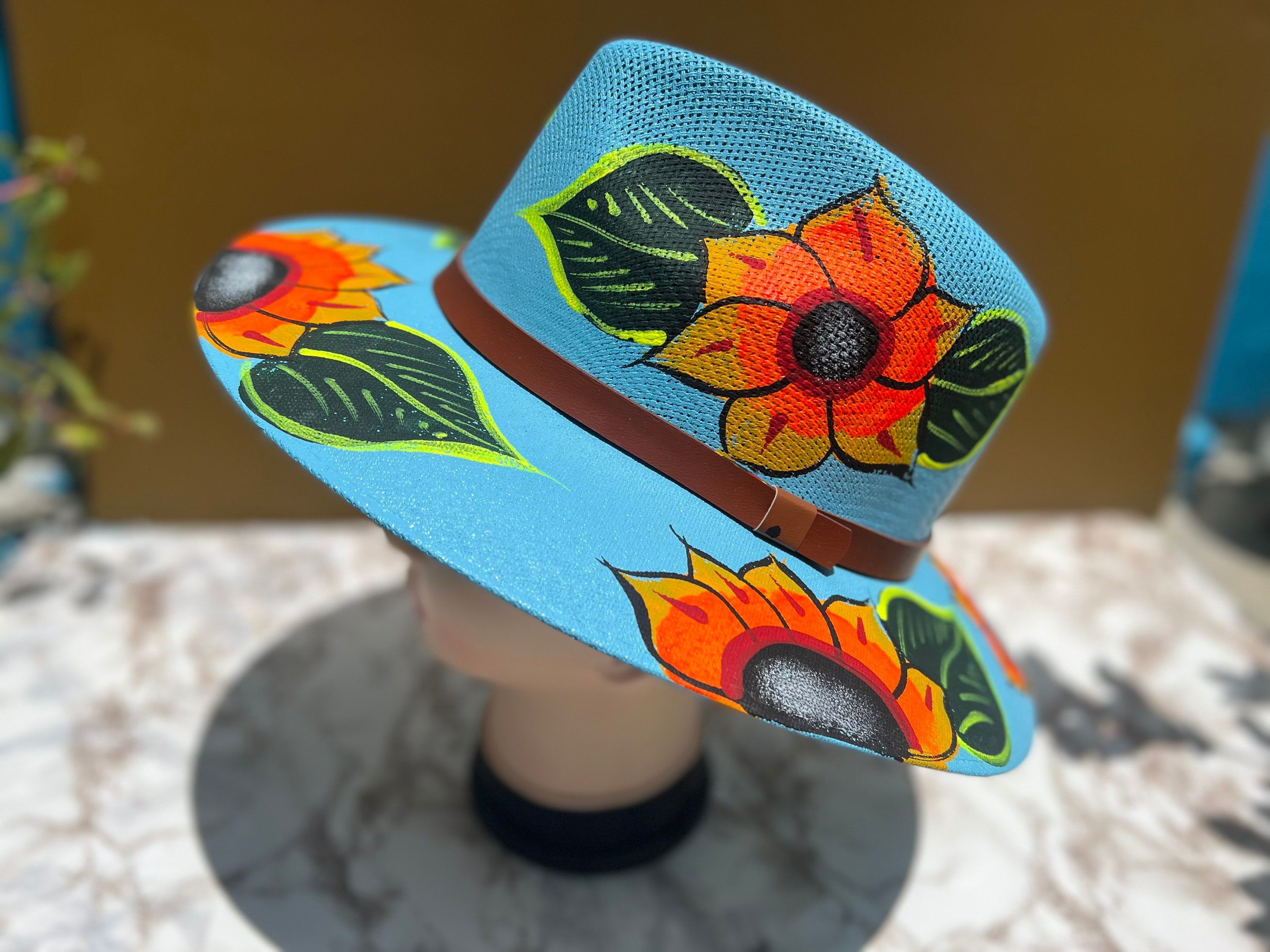 Hand-Painted Sombreros Mexican Sun Hats Hand Painted Mexican Sombrero, Sombrero Pintado a Mano  main image 4