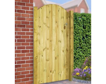 Carlton Bow Top Arched Single Timber Garden Gate 1800mm High Pressure Treated & Tanalised