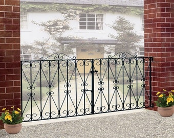 Regent Scroll Metal Driveway Garden Gates 7ft to 10ft GAPs x 914mm High wrought iron style