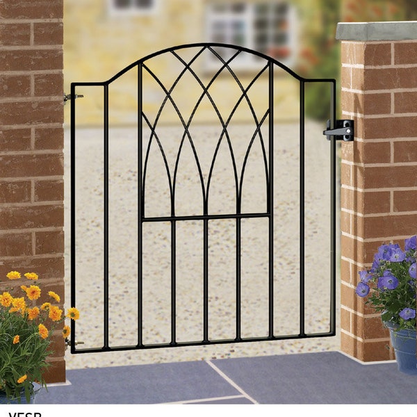 Abbey-Verona Modern Low Bow Top Metal Garden Gate 2 GAP Sizes x 945mm High