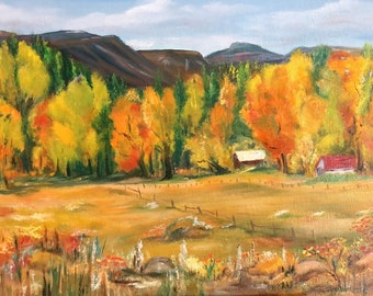 Original Art-oil on canvas board: Colorado Fall Day