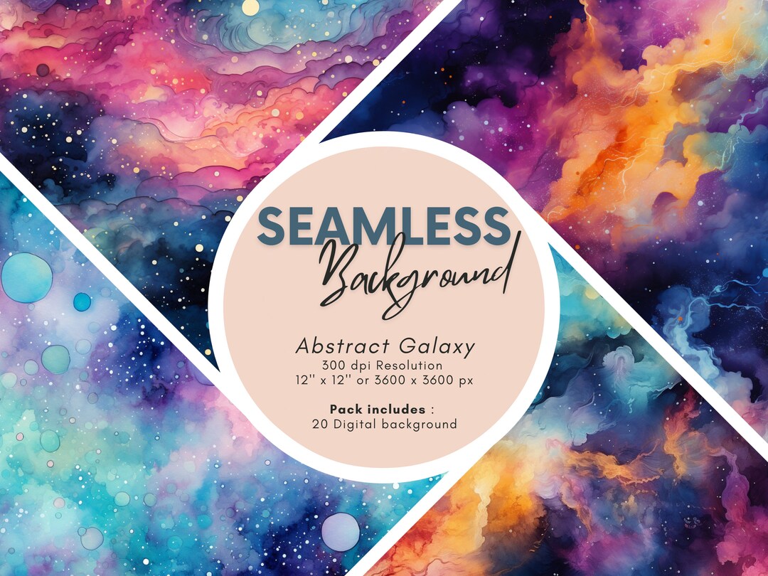 Abstract Galaxy Digital Paper - Watercolor Patterns, Seamless Instant ...