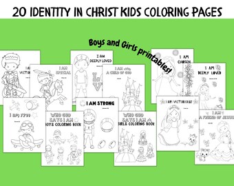 Kids Bible coloring pages, Kids Scripture coloring, Identity in Christ, Boys coloring pages, Girls coloring sheets, Printable Coloring pack