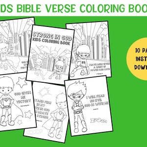 Kids Bible Verse Coloring, Kids Bible Coloring, Superhero Coloring, Kids Coloring Sheets, Kids Printable Coloring Book, Bible Coloring pages