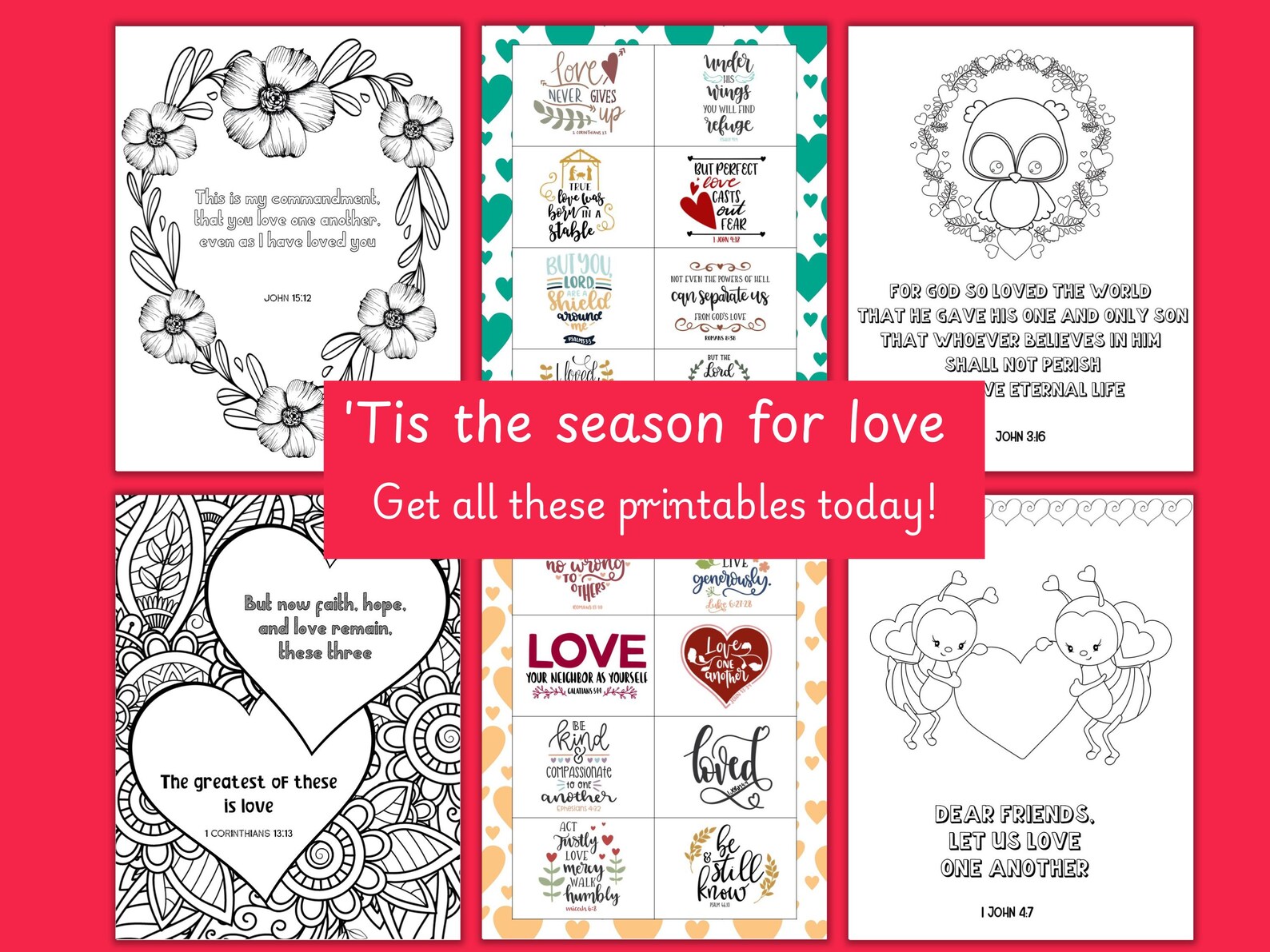 Valentine's Day Activity Sheets Bundle, Love Bible Verse Printables ...