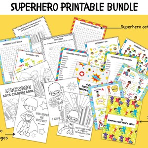 Superhero activity pages, Superhero coloring, Boys activity pages, Printable Kids Scripture cards, Superhero party printable, Superhero pack