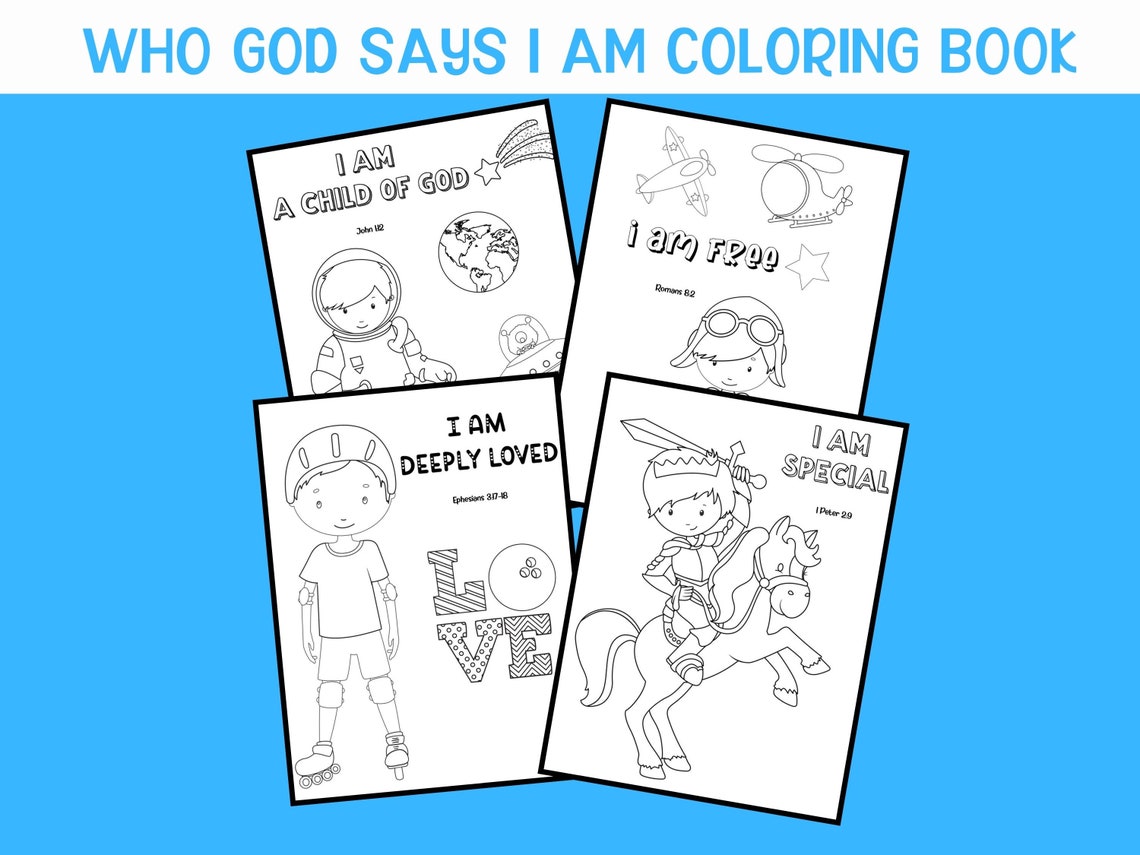 Boys Coloring Book, Identity in Christ Coloring Pages, Who God Says I ...