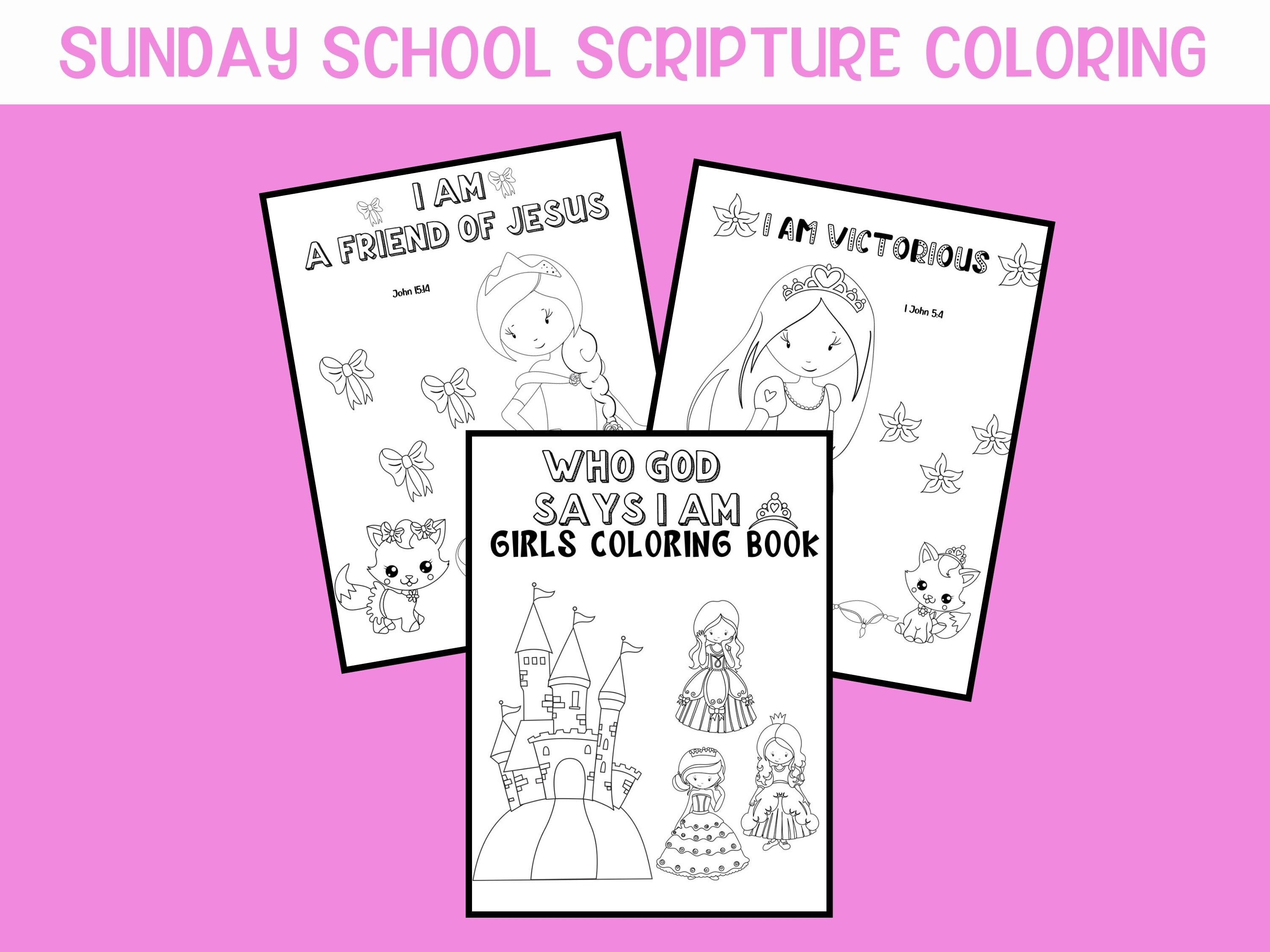Printable Girls Coloring Book, Princess Coloring Pages for Kids, Bible ...
