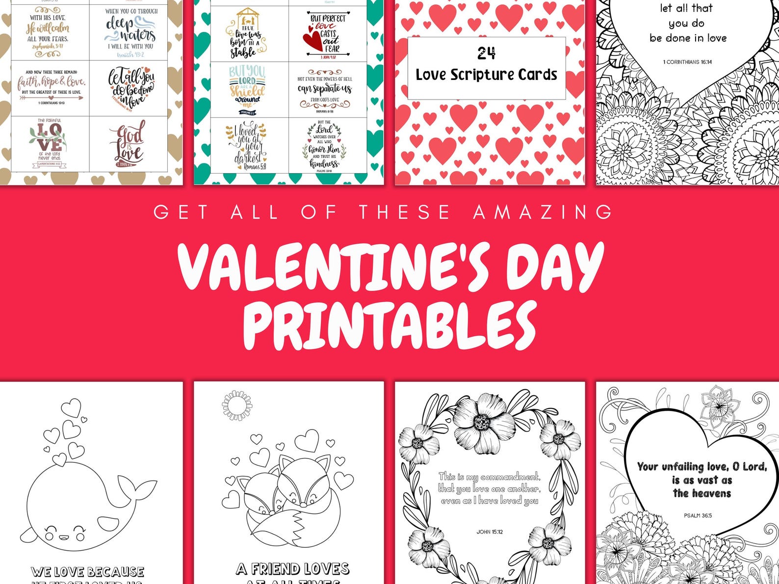Valentine's Day Activity Sheets Bundle, Love Bible Verse Printables ...