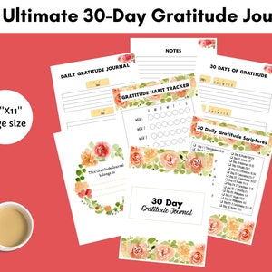 Christian Gratitude Journal, Printable Gratitude sheets, 30 Day Gratitude Journal, Gratitude Pages, Gratitude Diary, Gratitude tracker