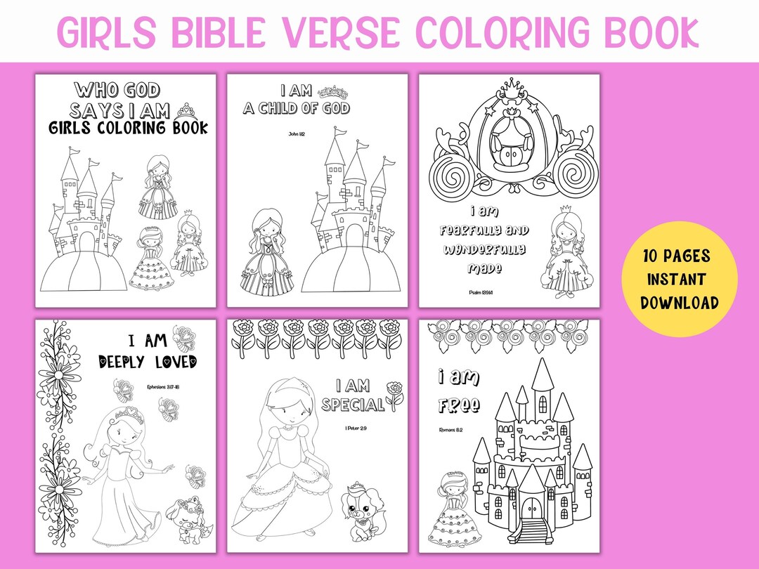 Printable Girls Coloring Book, Princess Coloring Pages for Kids, Bible ...