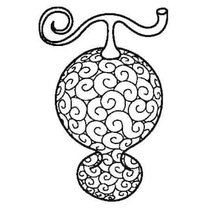 Puede incluir: Un dibujo en blanco y negro de una fruta con un patrón de espiral. La fruta tiene un tallo con un rizo en la parte superior.