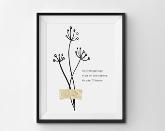 Impression d'art de bande plus forte | Téléchargement numérique, Flower Art, Haiku Poem, Poème Print, Floral Design, Wine Print, Keeping it Together, Gift for Her