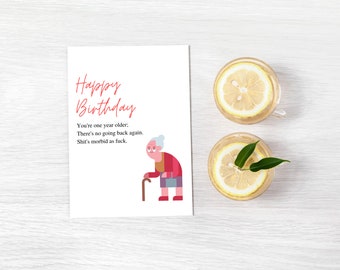 Carte d'anniversaire vulgaire | Carte d'anniversaire drôle, carte vulgaire, carte d'anniversaire sarcastique, carte Bday, téléchargement immédiat, anniversaire vieillissant