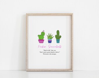 Funny Succulent Wall Art Print, Original Haiku, Impressions numériques, Estampes végétales, Poème, Téléchargement numérique, Impression succulente, Art, Art