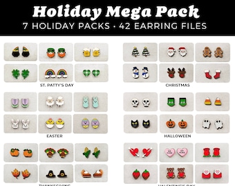Holiday Earring Mega Pack - SVG Laser Cut Files - Holiday Earrings - Glowforge Ready - INSTANT DOWNLOAD - Glowforge Earring File