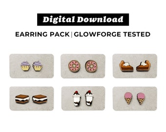 デザート イヤリング パック - SVG レーザー カット ファイル - Glowforge 対応 - 即時ダウンロード - Glowforge イヤリング ファイル