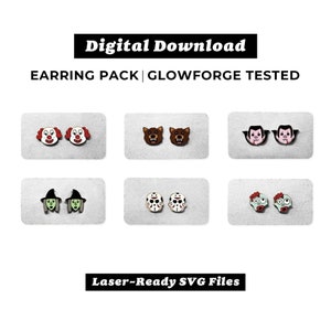 Monster Earring Pack - Halloween Earring Pack - SVG Laser Cut Files - Glowforge Ready - INSTANT DOWNLOAD - Glowforge Earring File