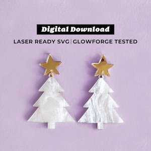 Christmas Tree Acrylic Earrings File - Drop Earrings - SVG File - Glowforge Ready - INSTANT DOWNLOAD - Glowforge Earring File