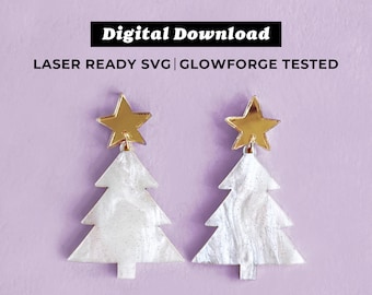 Weihnachtsbaum Acryl Ohrringe Datei - Hängeohrringe - SVG-Datei - Glowforge Bereit - INSTANT DOWNLOAD - Glowforge Ohrring Datei