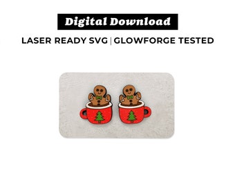 Gingerbread Man in Coffee Earrings File - SVG File - Glowforge Ready - INSTANT DOWNLOAD - Glowforge Earring File