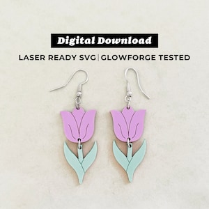 Tulpe Acryl Ohrringe Datei - Hängeohrringe - SVG-Datei - Glowforge Bereit - INSTANT DOWNLOAD - Glowforge Ohrring Datei