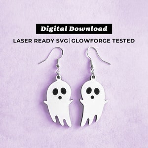 Ghost Dangle Acrylic Earrings File - Drop Earrings - SVG File - Glowforge Ready - INSTANT DOWNLOAD - Glowforge Earring File