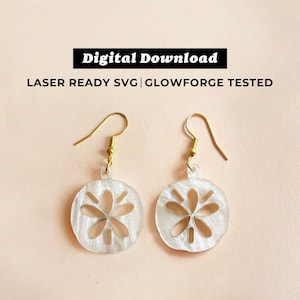 Sand Dollar Acrylic Earrings File - Drop Earrings - SVG File - Glowforge Ready - INSTANT DOWNLOAD - Glowforge Earring File