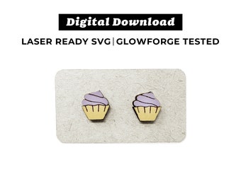 カップケーキ イヤリング ファイル - SVG ファイル - Glowforge 対応 - 即時ダウンロード - Glowforge イヤリング ファイル