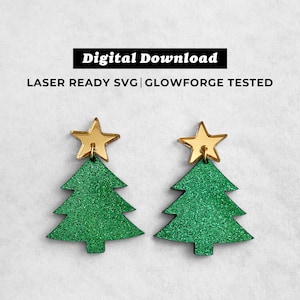 Weihnachtsbaum mit Stern Acryl-Ohrringe Datei - Weihnachtsohrringe - SVG-Datei - Glowforge Bereit - INSTANT DOWNLOAD