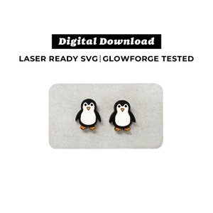 Archivo de pendientes de pingüino - Archivo SVG - Pendientes de invierno - Glowforge Ready - DESCARGA INSTANTÁNEA - Archivo de pendientes Glowforge