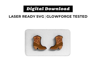 Cowgirl Boot Stud Earrings File - SVG File - Glowforge Ready - INSTANT DOWNLOAD - Glowforge Earring File