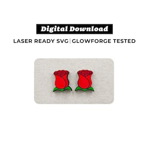 Rose Earrings File - SVG File - Valentine&#39;s Day Earrings - Glowforge Ready - INSTANT DOWNLOAD - Glowforge Earring File