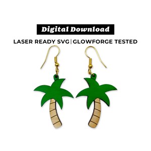 Palm Tree Dangle Earrings File - Drop Earrings - SVG File - Glowforge Ready - INSTANT DOWNLOAD - Glowforge Earring File