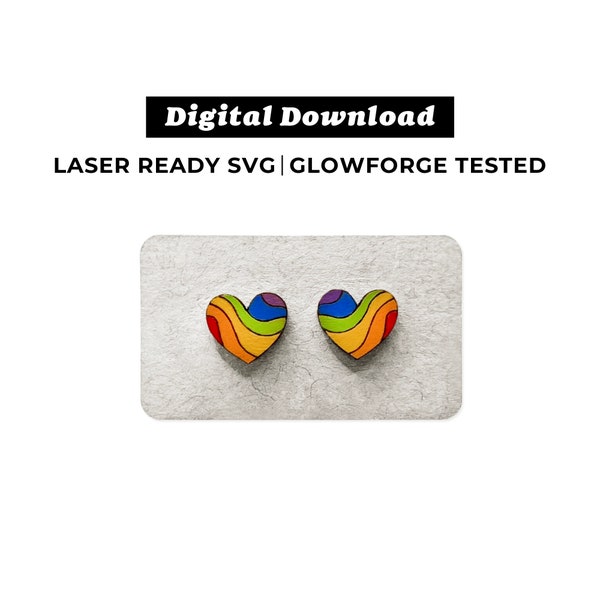 Groovy Heart Earrings File - SVG File - Glowforge Ready - INSTANT DOWNLOAD - Glowforge Earring File