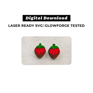 Chocolate Dipped Strawberry Earrings File - SVG File - Valentine&#39;s Day Earrings - Glowforge Ready - INSTANT DOWNLOAD