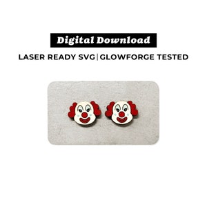 Archivo de pendientes de payaso - Pendientes de monstruo - Archivo SVG - Pendientes de Halloween - Listo para Glowforge - DESCARGA INSTANTÁNEA - Archivo de pendientes Glowforge