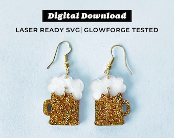 Beer Acrylic Earrings File - Drop Earrings - SVG File - Glowforge Ready - INSTANT DOWNLOAD - Glowforge Earring File