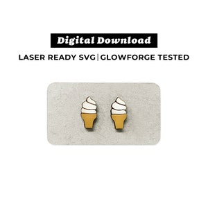 Ice Cream Cone Earrings File - SVG File - Glowforge Ready - INSTANT DOWNLOAD - Glowforge Earring File