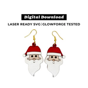 Santa Dangle Earrings File - Holiday Drop Earrings - SVG File - Glowforge Ready - INSTANT DOWNLOAD