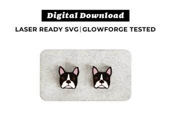 Boston Terrier Earrings File - SVG File - Glowforge Ready - INSTANT DOWNLOAD - Glowforge Earring File