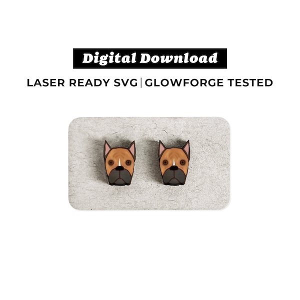 Boxer Cropped Ears Earrings File - SVG File - Glowforge Ready - INSTANT DOWNLOAD - Glowforge Earring File