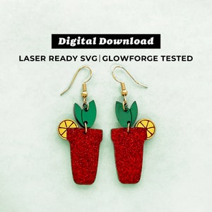Bloody Mary acryl oorbellen bestand - drop oorbellen - SVG-bestand - Glowforge Ready - INSTANT DOWNLOAD - Glowforge Earring-bestand