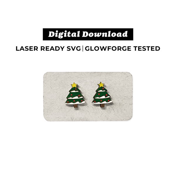 Christmas Tree Earrings File - SVG File - Christmas Earrings - Glowforge Ready - INSTANT DOWNLOAD - Glowforge Earring File