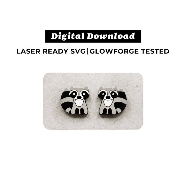 Raccoon Earrings File - SVG File - Glowforge Ready - INSTANT DOWNLOAD - Glowforge Earring File