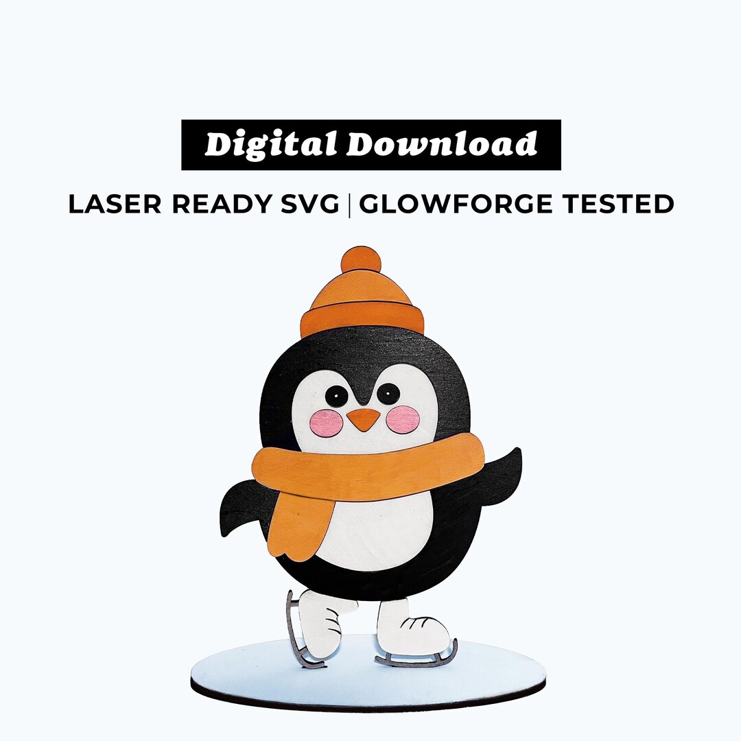 Ice Skating Penguin Shelf Sitter - SVG File - Glowforge Ready - INSTANT ...
