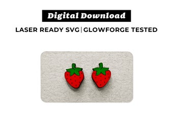 Strawberry Earrings File - SVG File - Glowforge Ready - INSTANT DOWNLOAD - Glowforge Earring File