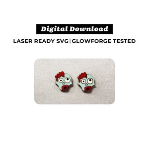 Zombie Earrings File - Monster Earrings - SVG File - Halloween Earrings - Glowforge Ready - INSTANT DOWNLOAD - Glowforge Earring File